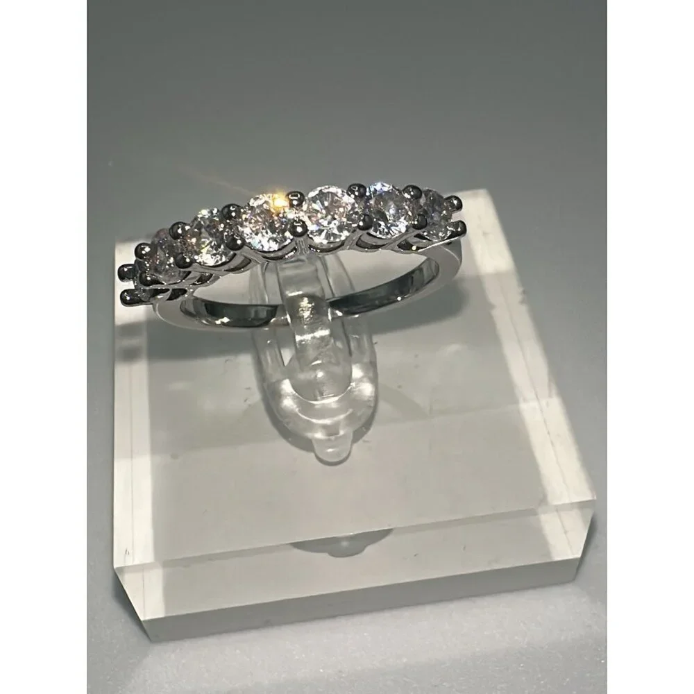 Cubic Zirconia Silver Tone Band Ring Size 6